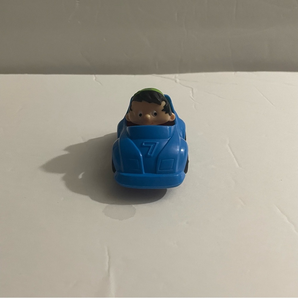 Vintage Bobby's World Cartoon Boy Green Cap Blue Number 7 Race Car Toy